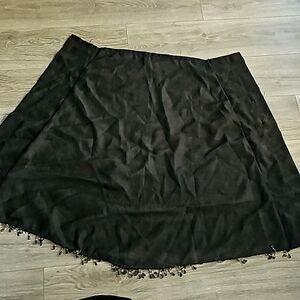 Black waterfall embellished window curtains